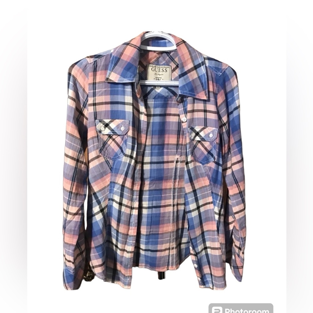 Guess plaid button down shirt